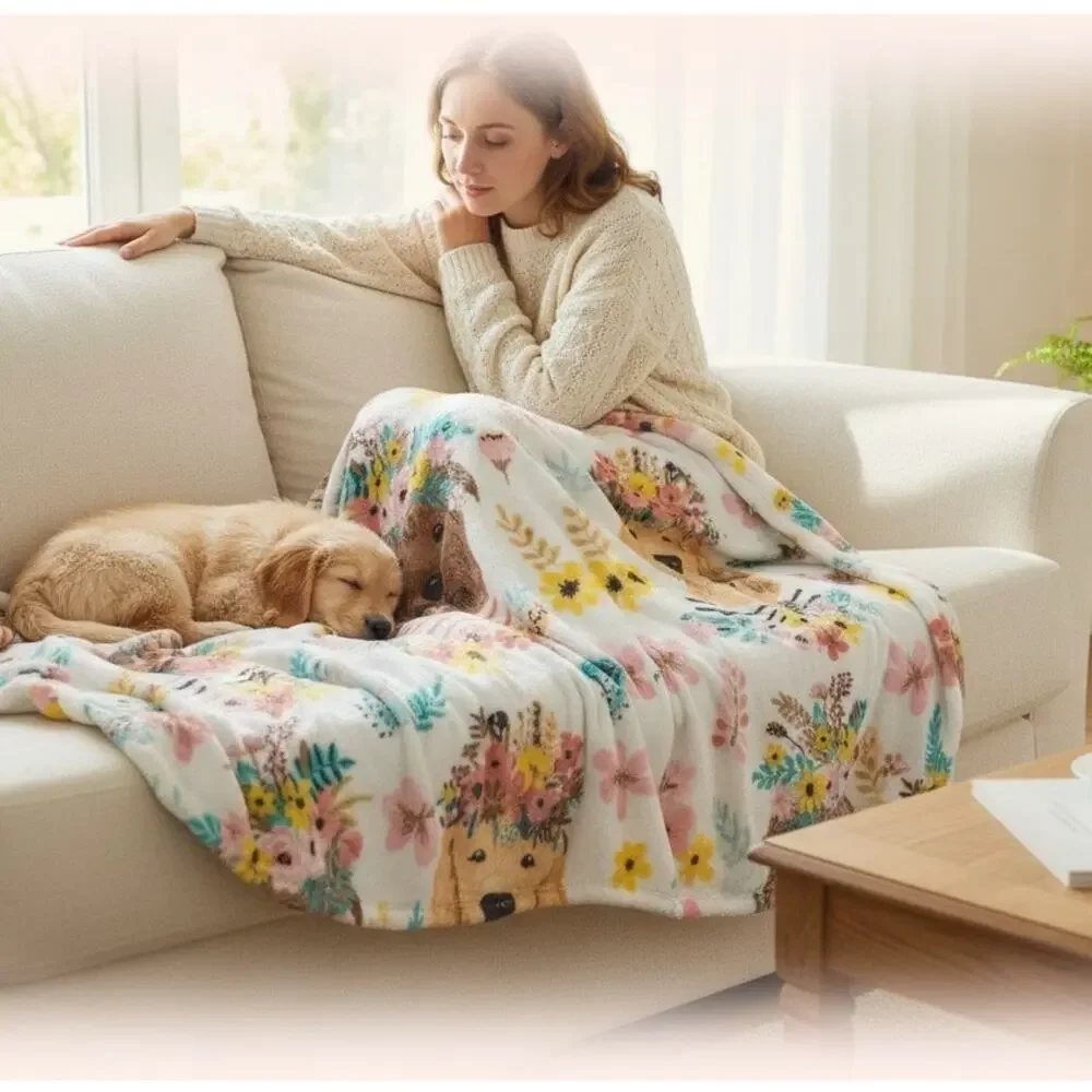 Berkshire featuring Mia Charro Dogs and Floral Decorative Throw 50 x 70